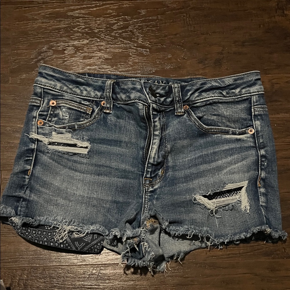American Eagle Outfitters Blue Distressed Jean Shorts